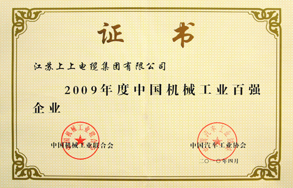 管家婆最全免费资料大全20荣获“2009年度中国机械工业百强企业”